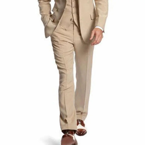 Champagne 3 Piece Business Party Best Men Suits Peaked Lapel Two Button Custom Made Wedding Groom Tuxedos 2020 Jacket Pants Vest